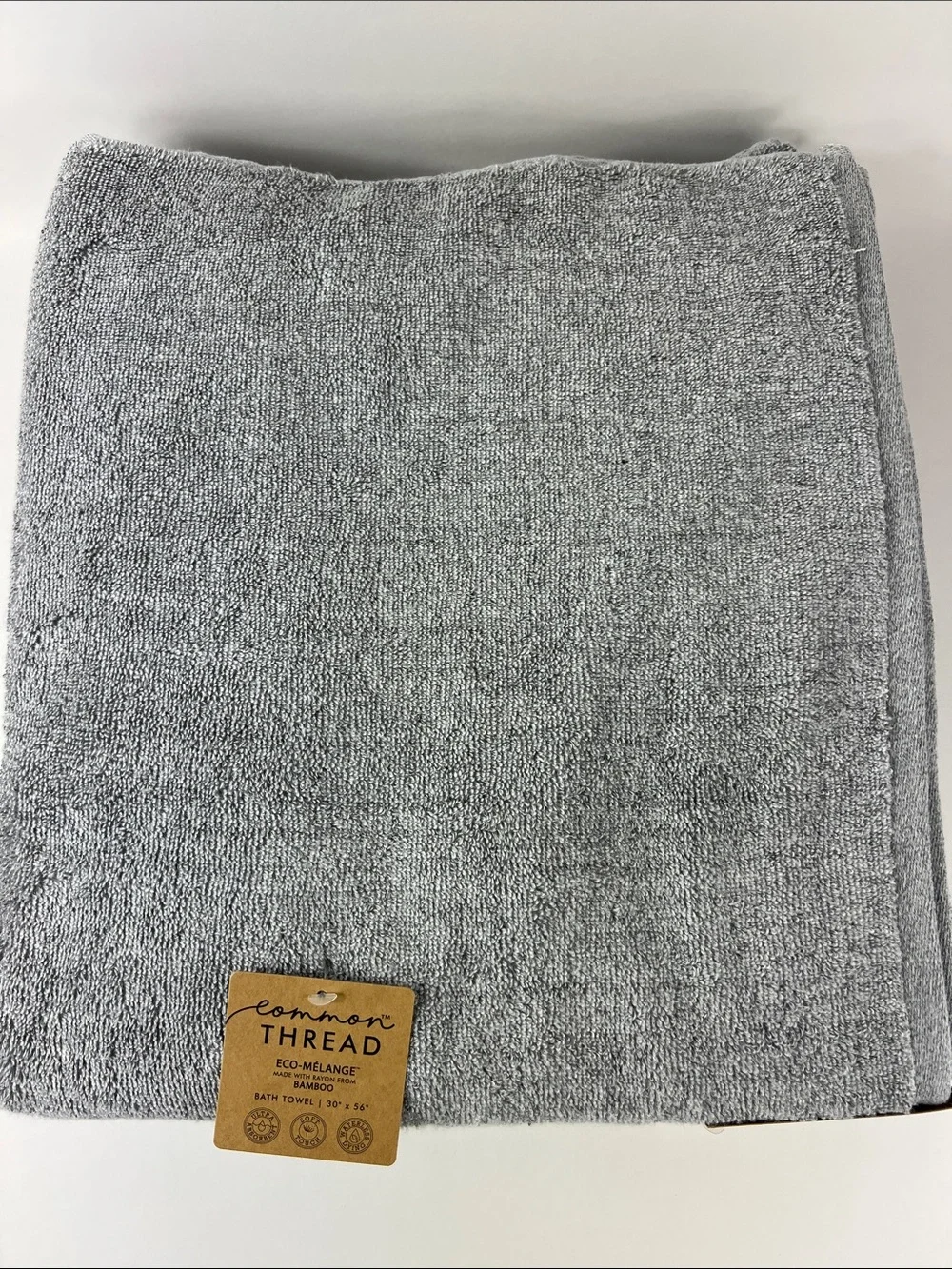 Common Thread Bamboo Bath Towel Set Medium Grey Eco Melange Set of 2 NEW